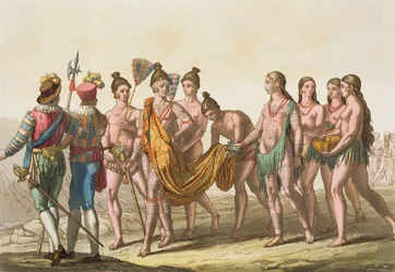 Caciche Ruler accompanied by his Wives